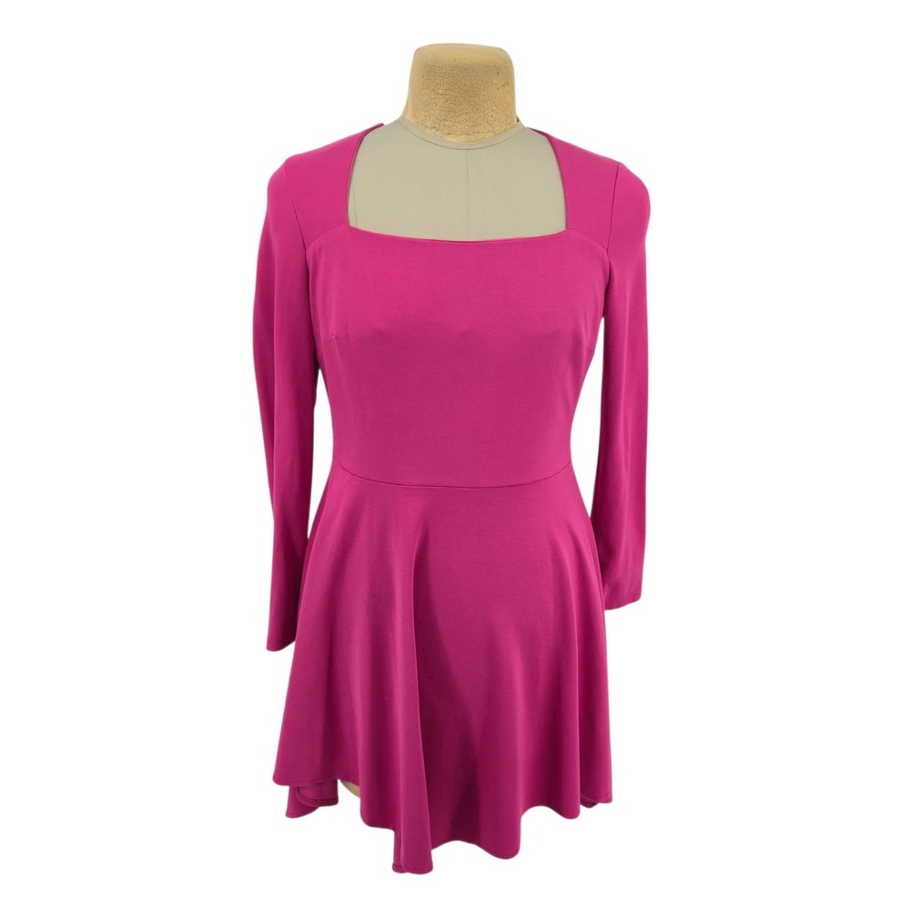 Grace Karin Fit and Flare Dress Women Large Pink Square Neck Mini Cocktail Party